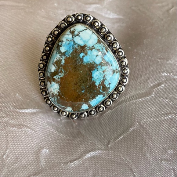 Unbranded Jewelry - Sterling Silver Plated Semi Precious Blue Stone Ring
7.5”-8”